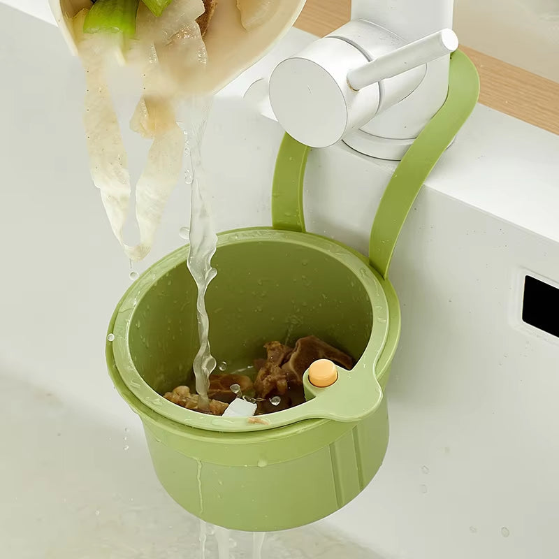 Hanging Drain Basket – Two-Part Filter & One-Click Empty Sink Organizer