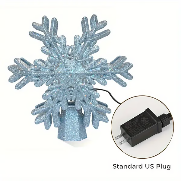 LED Star Christmas Tree Topper with Rotating Snowflake Projector