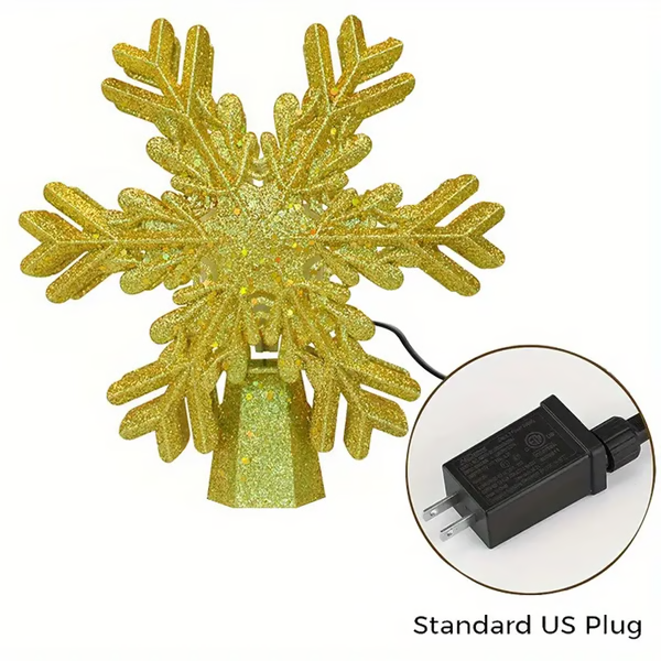LED Star Christmas Tree Topper with Rotating Snowflake Projector