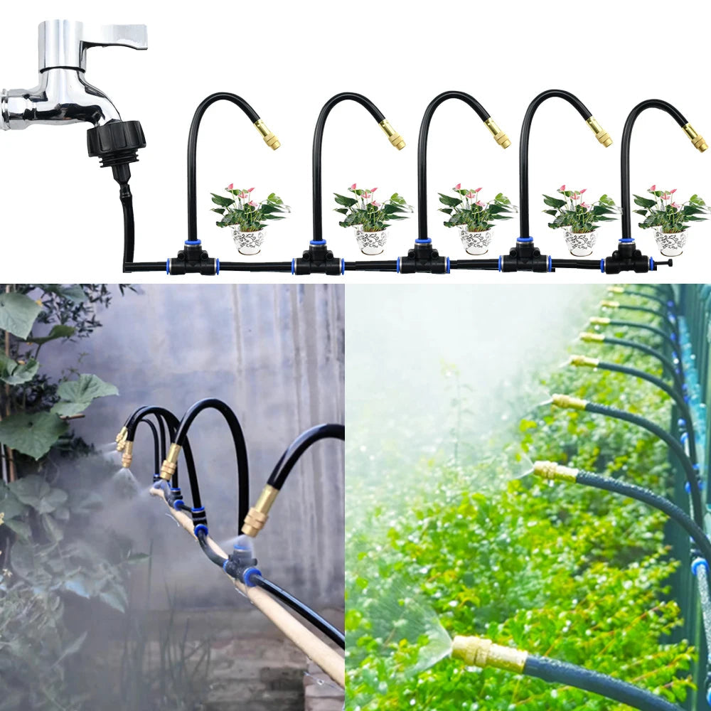 Garden & Balcony Irrigation System – 360° Spray Nozzles, Automatic & No Power Required