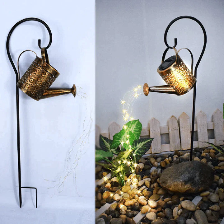 Solar Garden Lamp Watering Can Design – Rain Sound &amp; Decorative