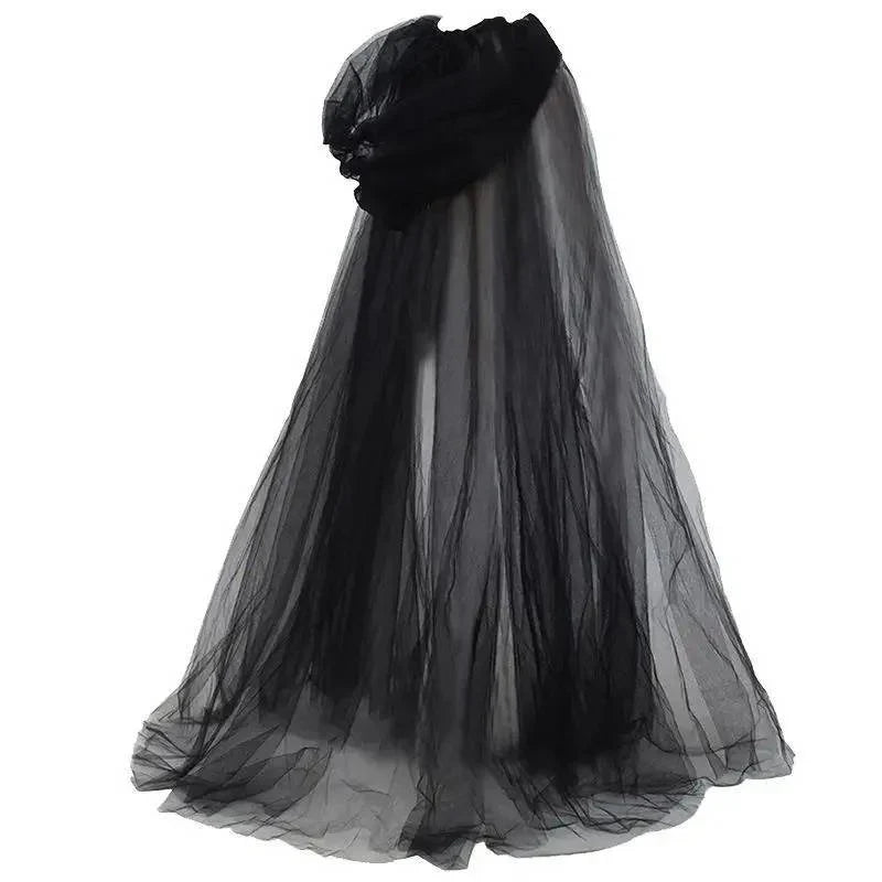 Women’s Layered Tulle Hooded Witch Cape