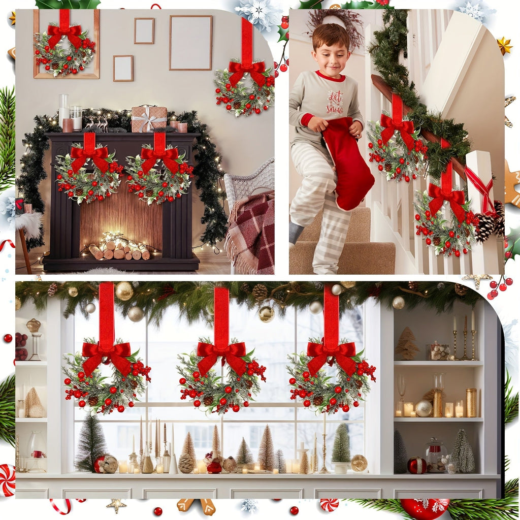 Christmas Wreath with Red Bow and Pinecones – Hanging Holiday Decor