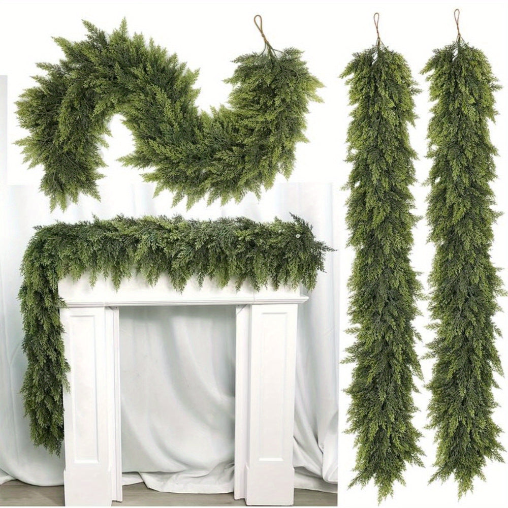 Artificial Greenery Christmas Garland – Art Deco Mantle and Stair Trim, 2 Pack