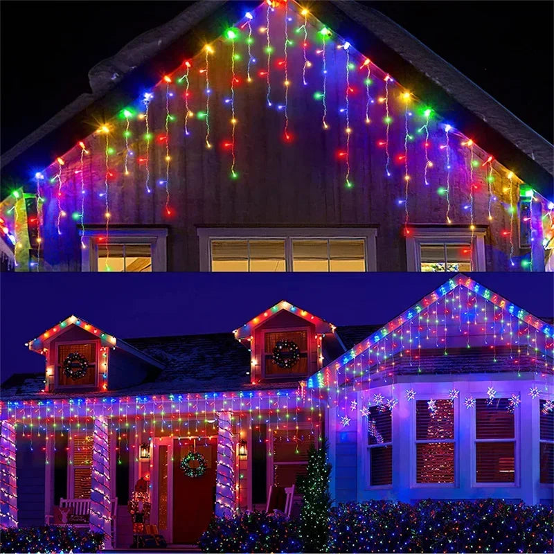 Outdoor LED Curtain String Lights – Christmas and New Year Lighting
