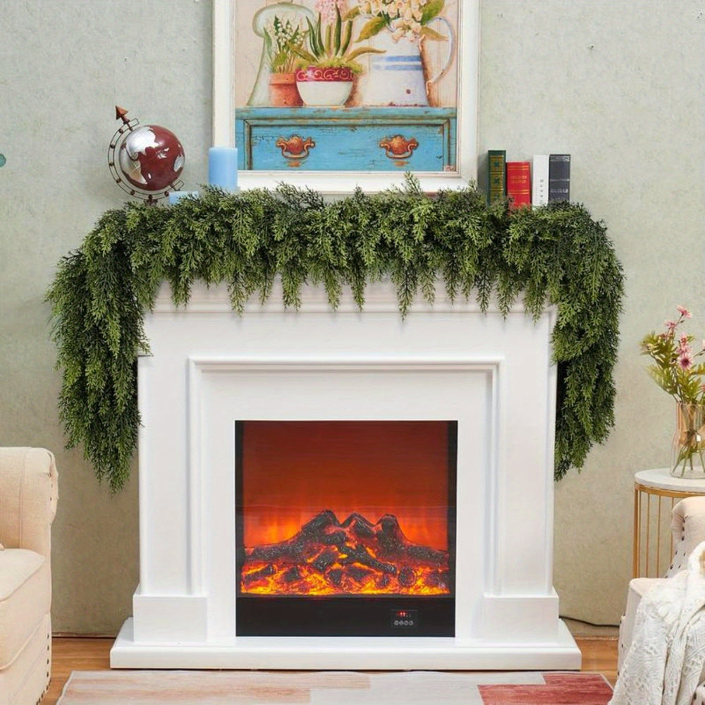 Artificial Greenery Christmas Garland – Art Deco Mantle and Stair Trim, 2 Pack