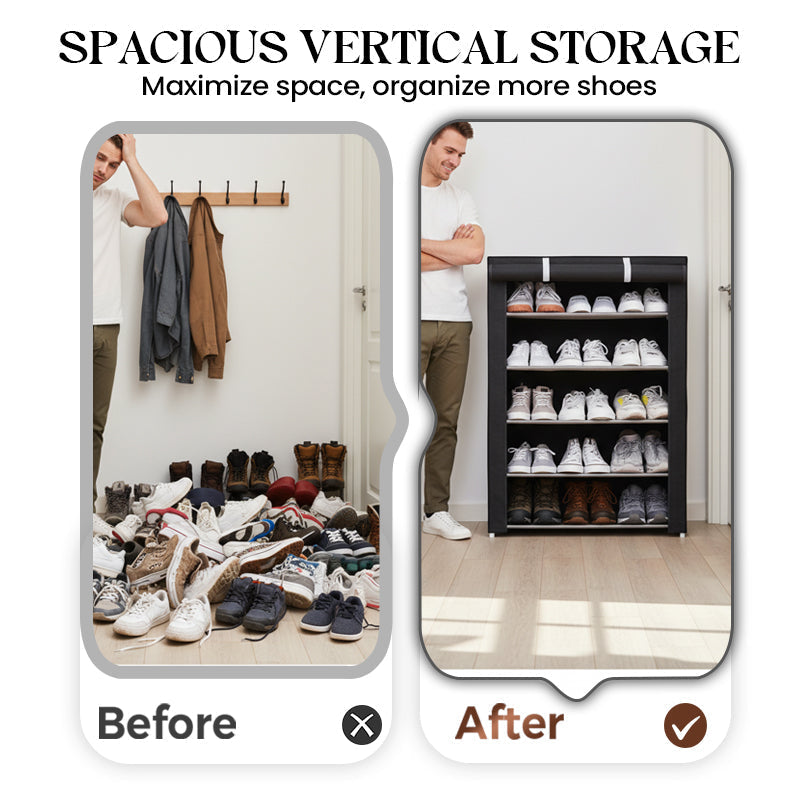Fabric Shoe Rack with Steel Frame – 6 or 8 Tiers & Space-Saving