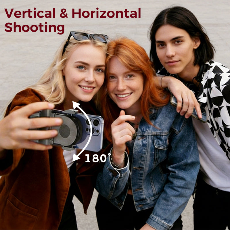 Smartphone Grip with Bluetooth Remote Shutter – Steady &amp; 180° Mount