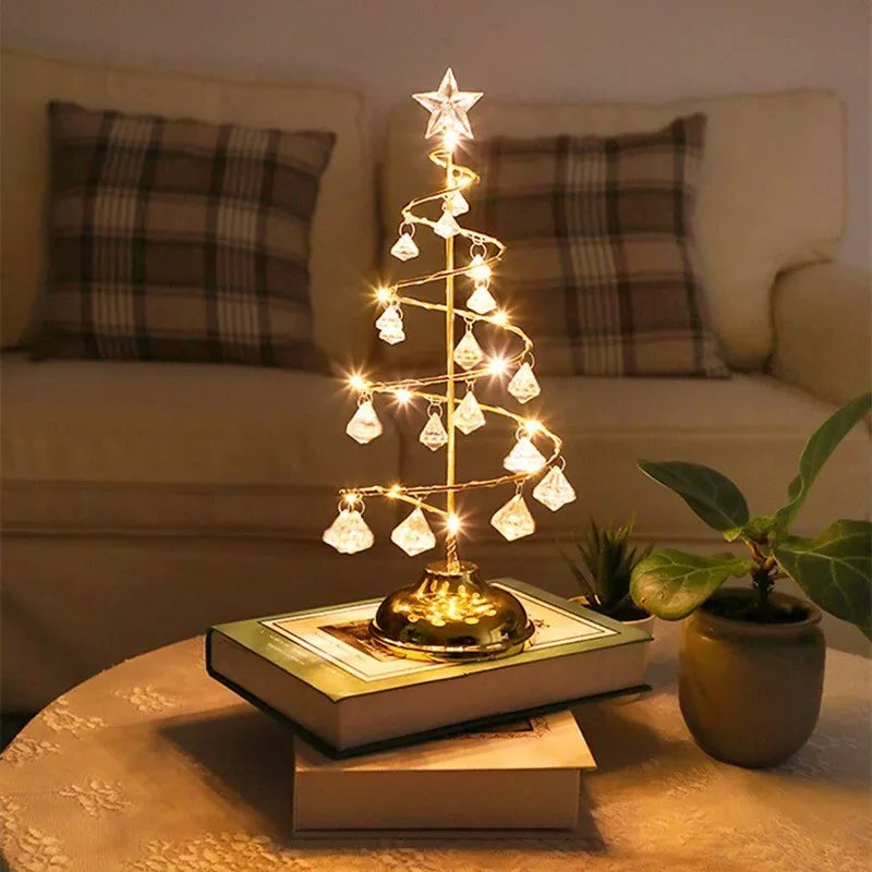 Christmas LED Table Lamp with Spiral Tree Design