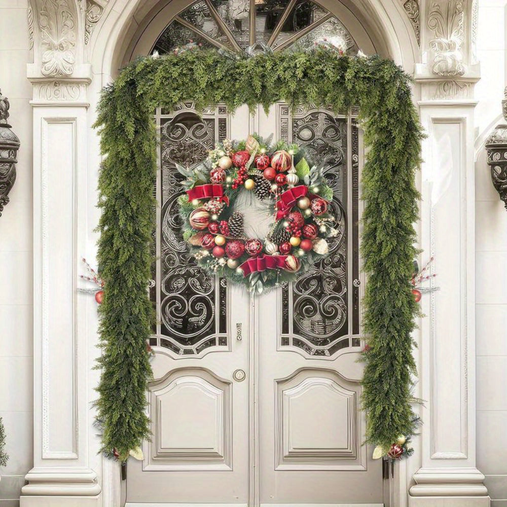 Artificial Greenery Christmas Garland – Art Deco Mantle and Stair Trim, 2 Pack