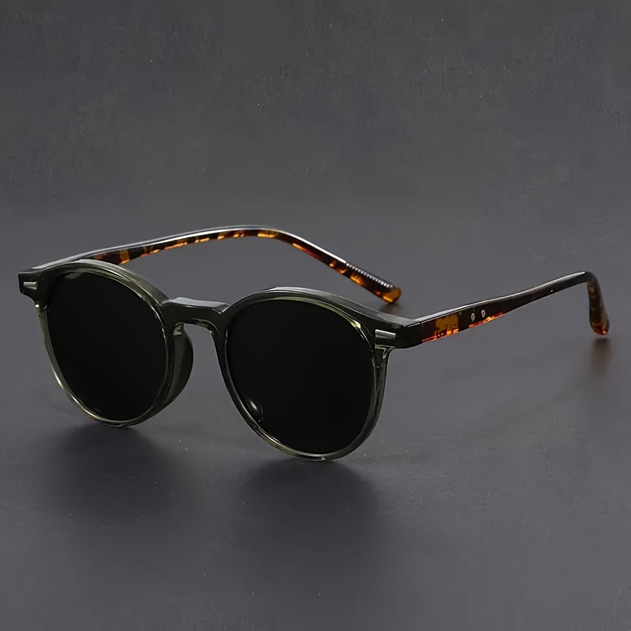 Men's Retro Round Sunglasses – Tortoiseshell Lightweight Frame & UV400