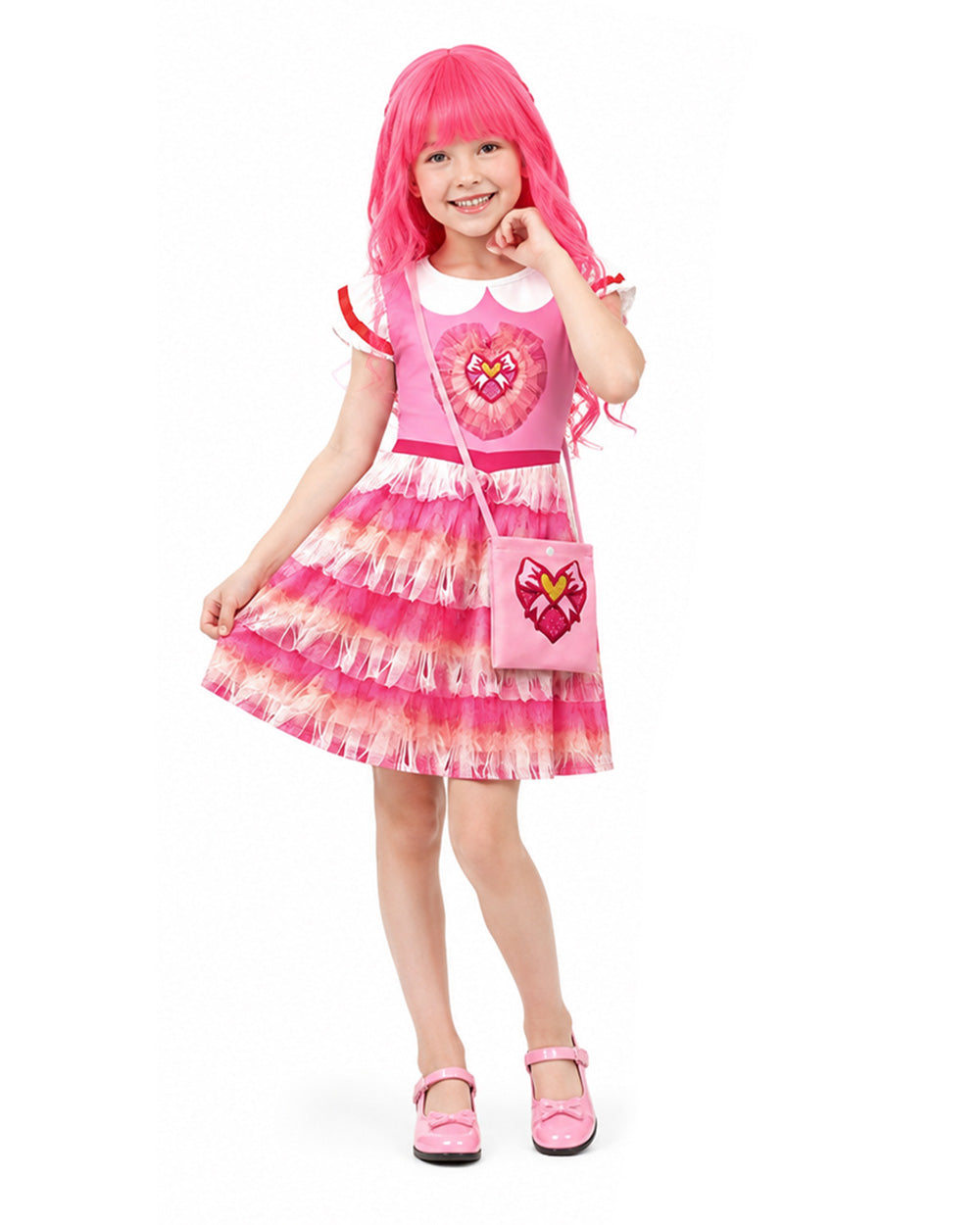 Girls’ Pink Princess Dress and Crossbody Bag Set