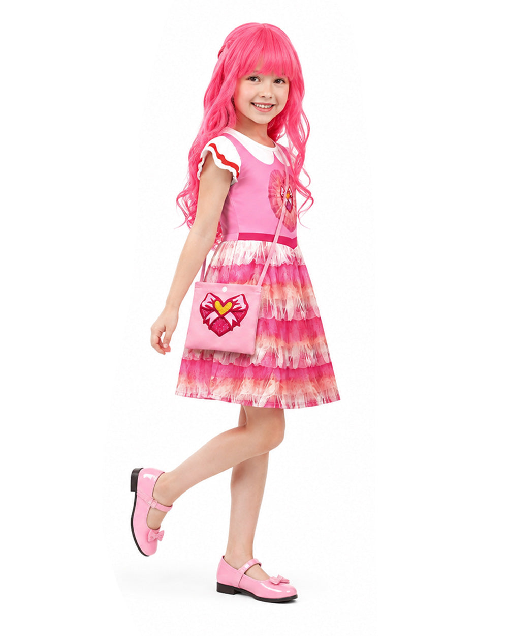 Girls’ Pink Princess Dress and Crossbody Bag Set