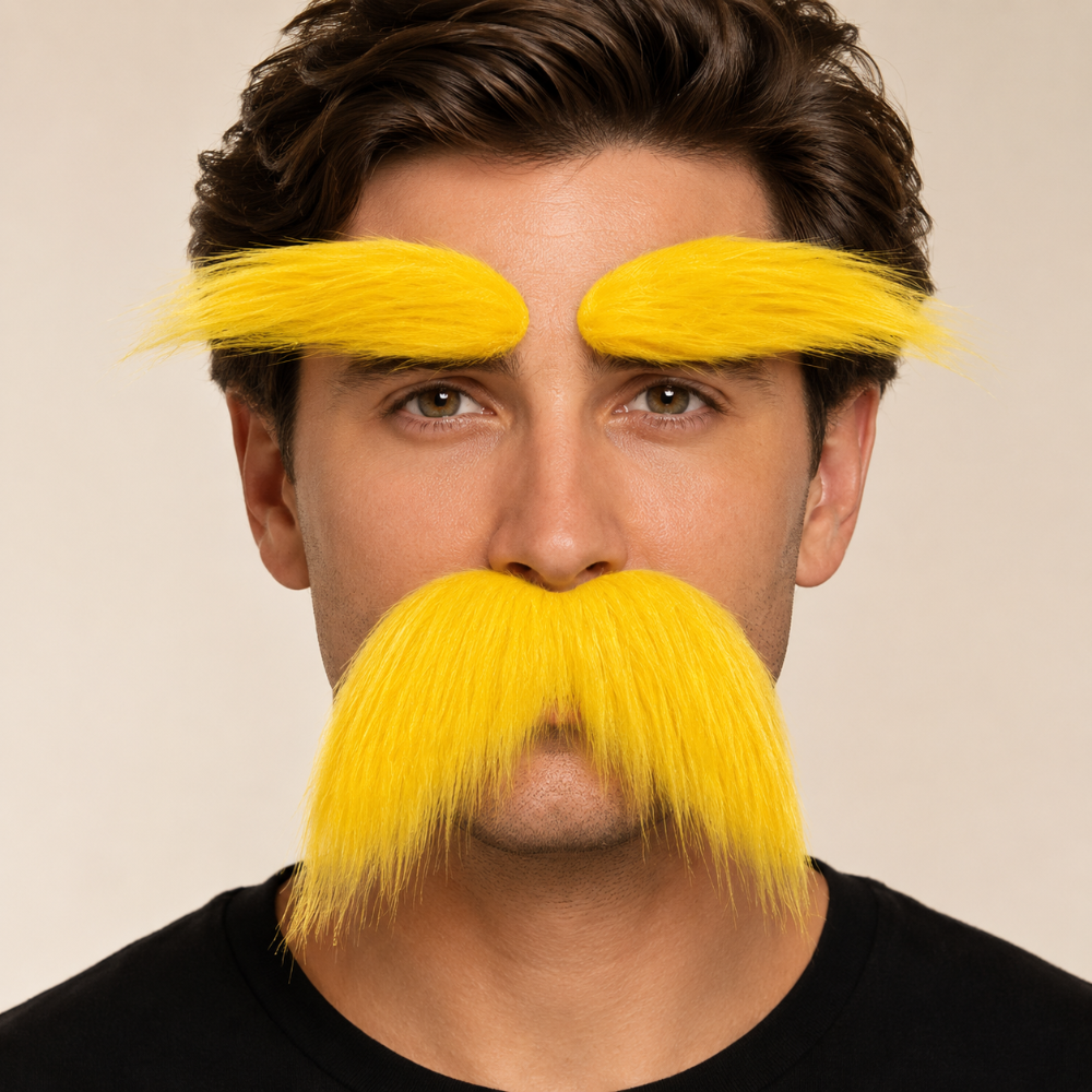 Adhesive Mustache and Eyebrow Costume Set