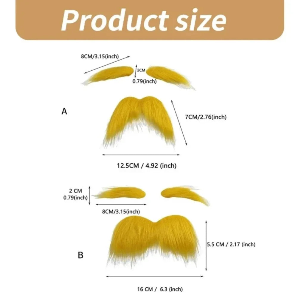 Adhesive Mustache and Eyebrow Costume Set