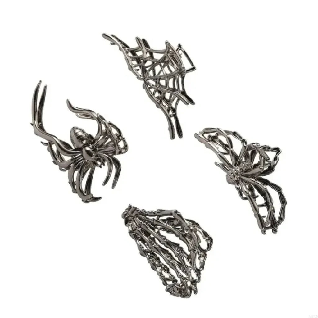 4-Piece Halloween Spider and Bat Hair Clip Set