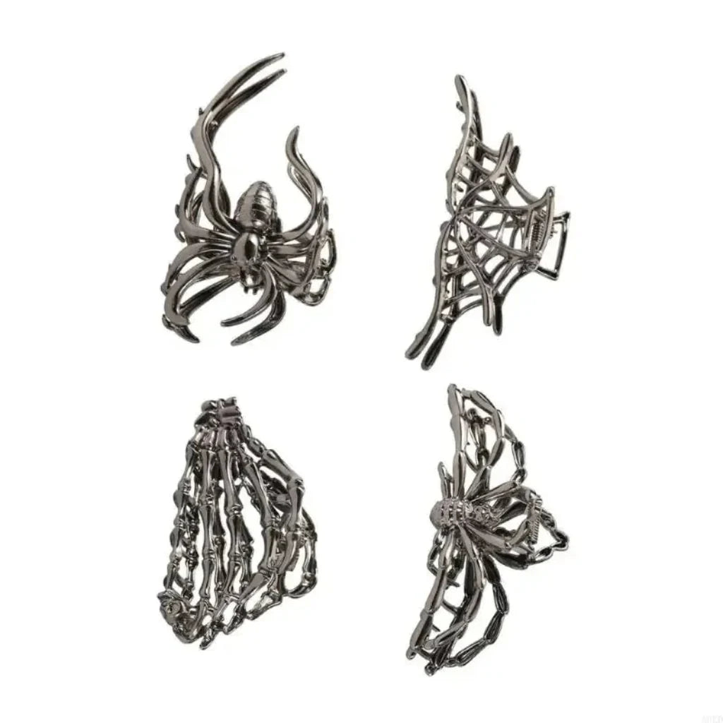 4-Piece Halloween Spider and Bat Hair Clip Set