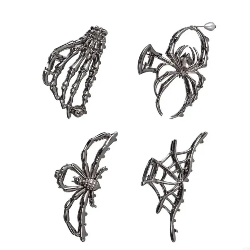 4-Piece Halloween Spider and Bat Hair Clip Set