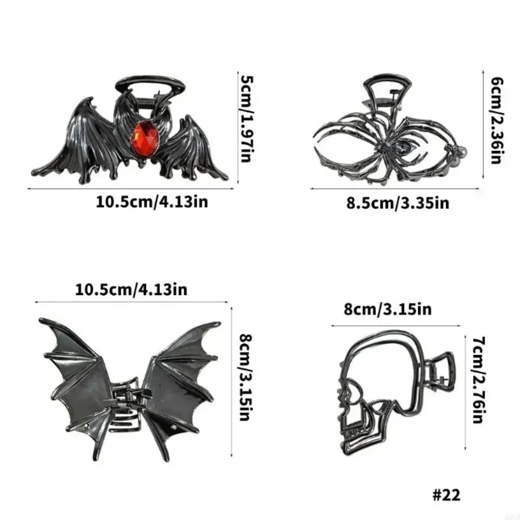 4-Piece Halloween Spider and Bat Hair Clip Set