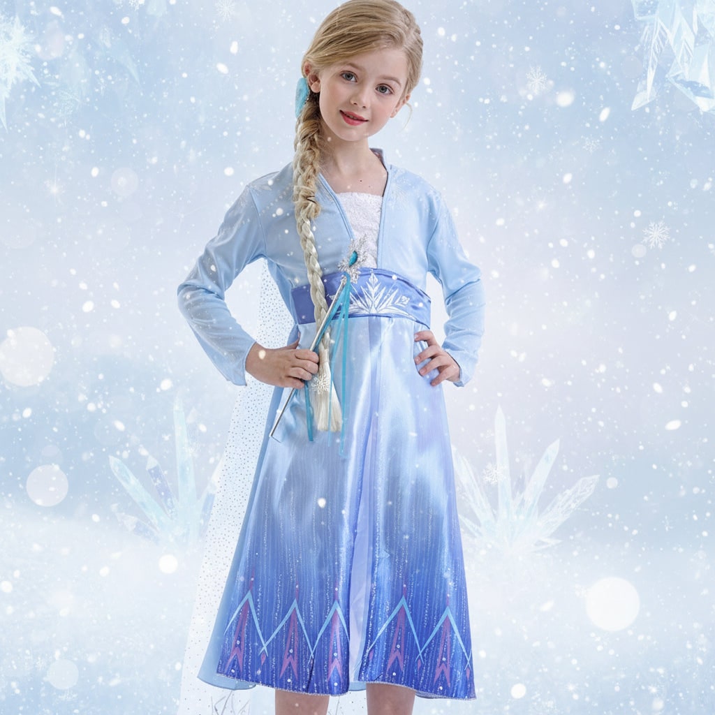Girls' Ice Princess Halloween Costume Dress and Cape Set