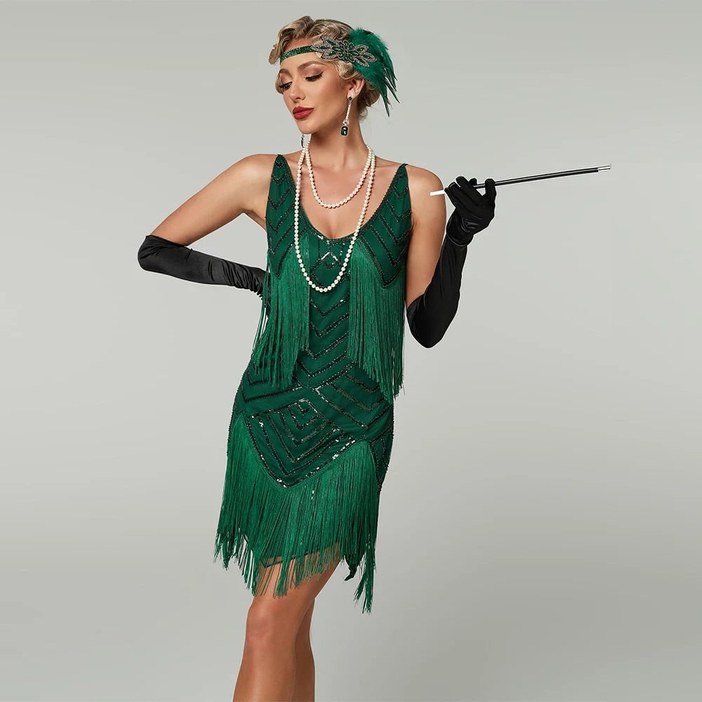 Women's Flapper Fringe Halloween Costume Dress