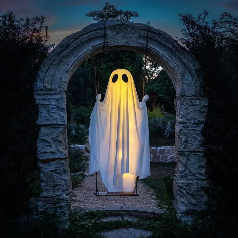 Remote-Controlled Lighted Hanging Ghost Decoration