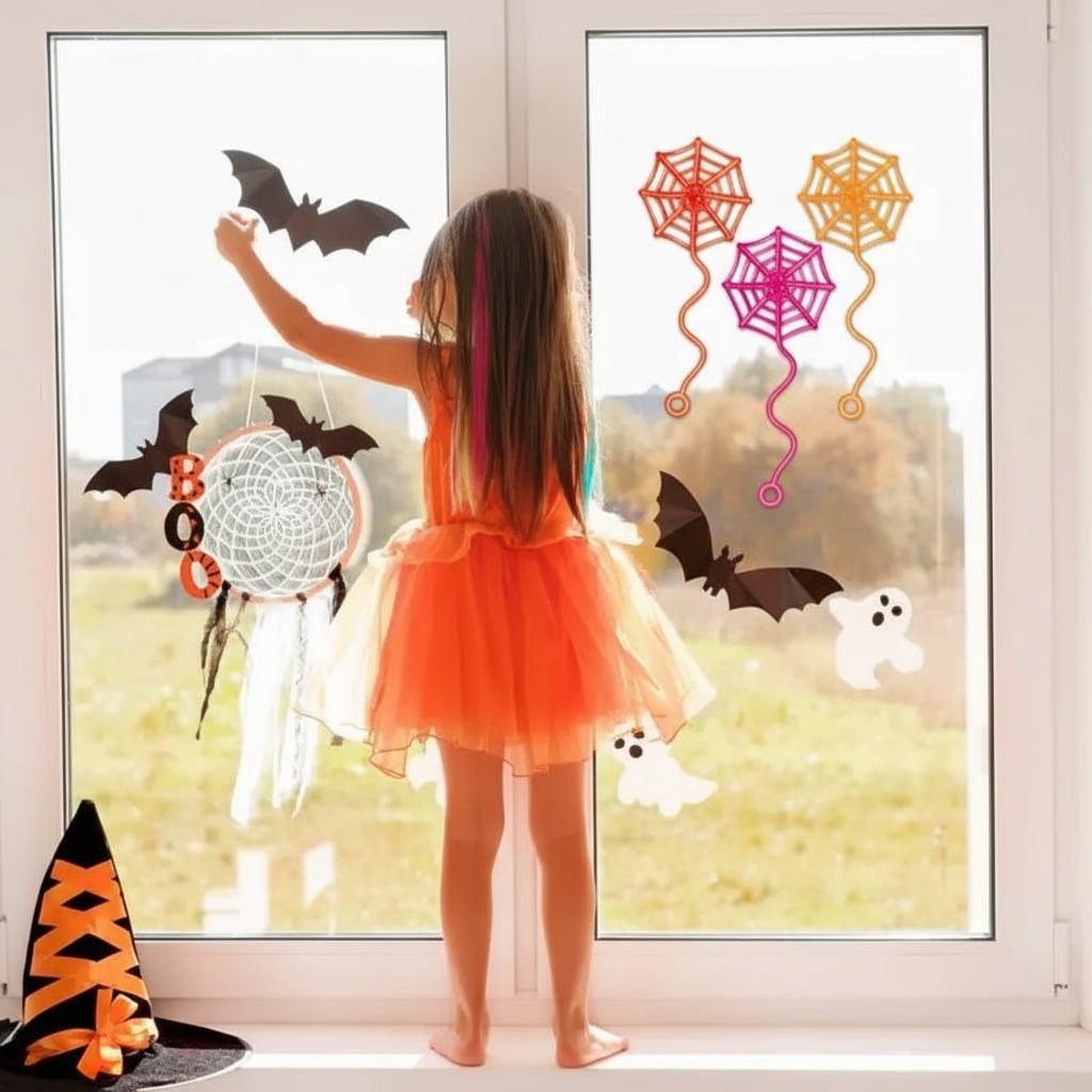 Spider Web Window Hanging Halloween Party Set