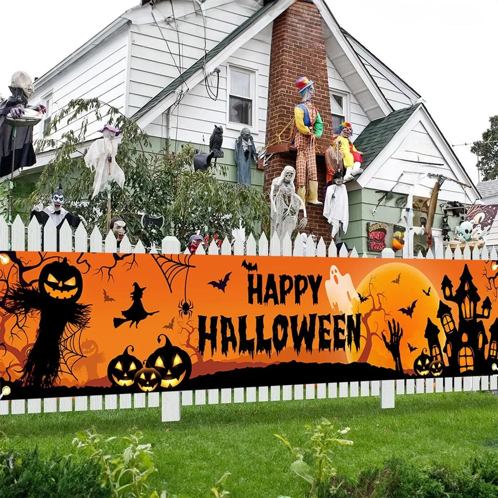 Halloween Pumpkin and Bat Party Banner
