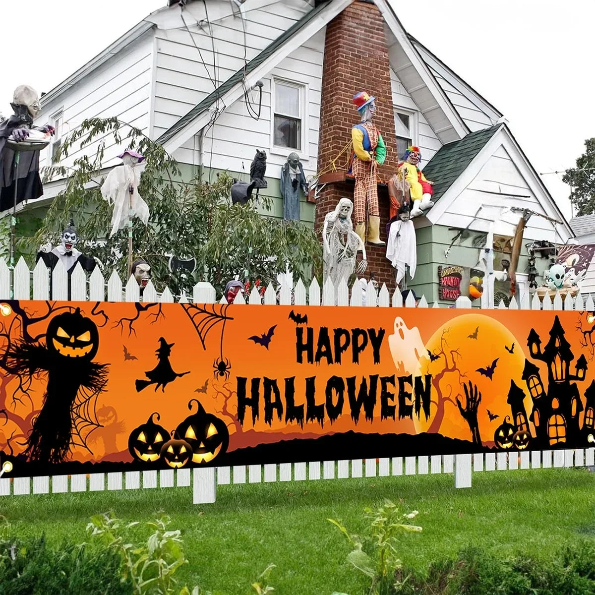 Halloween Pumpkin and Bat Party Banner