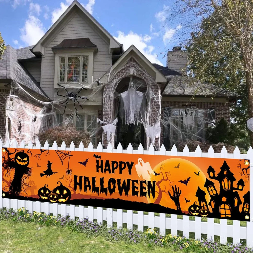 Halloween Pumpkin and Bat Party Banner