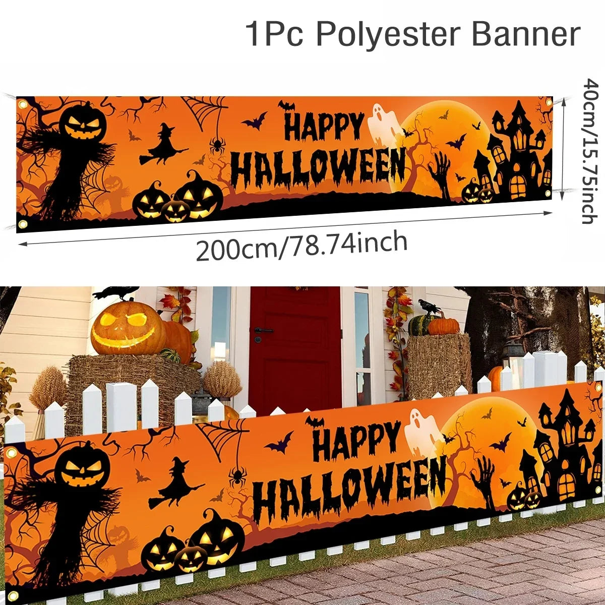 Halloween Pumpkin and Bat Party Banner