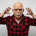 Full-Head Old Man Costume Mask with White Beard