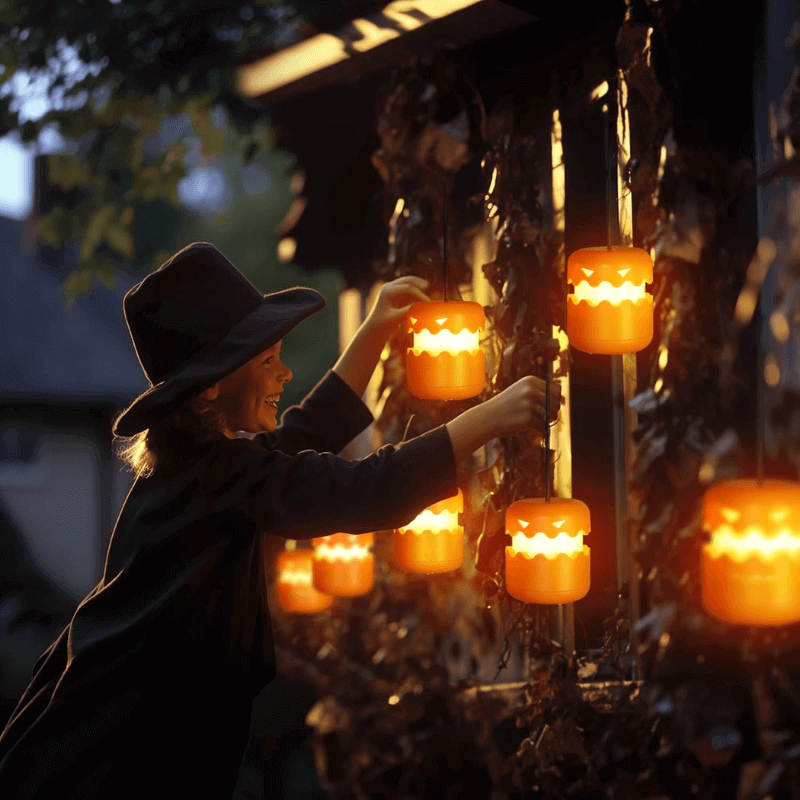Collapsible Lighted Jack-O’-Lantern Set
