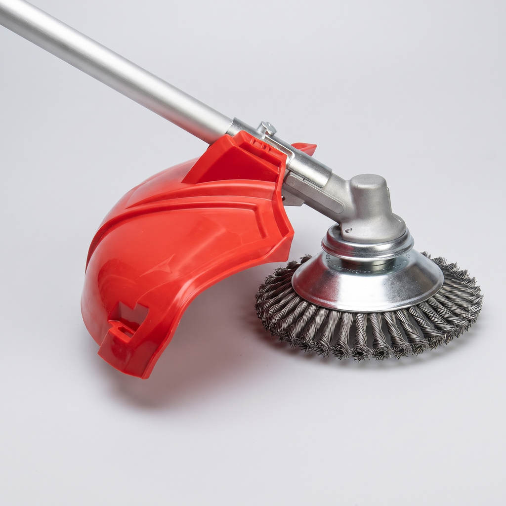 Carbon steel weed brush trimmer head on a studio background