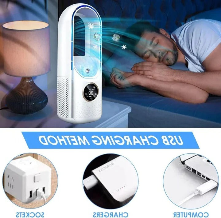 Bladeless Portable Air Conditioner – Silent 3-Speed Personal Cooling