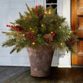 Pre-Lit LED Evergreen Christmas Urn Filler