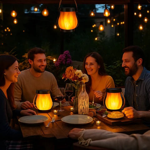 Solar Lantern with Flame-Effect Glow