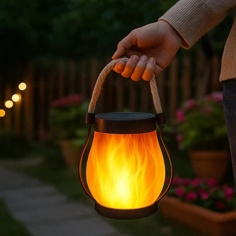 Solar Lantern with Flame-Effect Glow