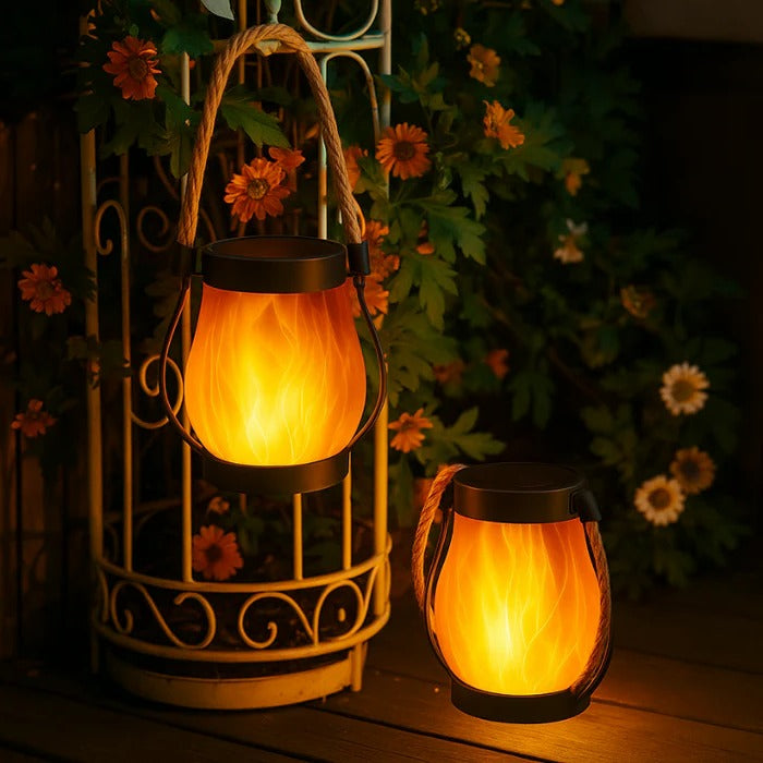 Solar Lantern with Flame-Effect Glow