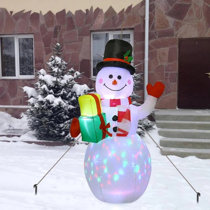 5 ft Inflatable Snowman with Rotating LED Lights – Outdoor Christmas Yard Decoration