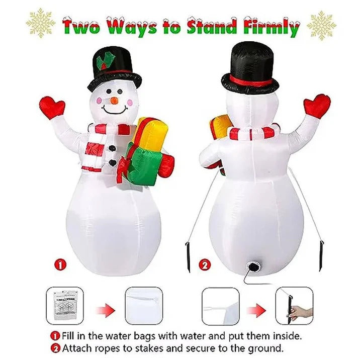 5 ft Inflatable Snowman with Rotating LED Lights – Outdoor Christmas Yard Decoration
