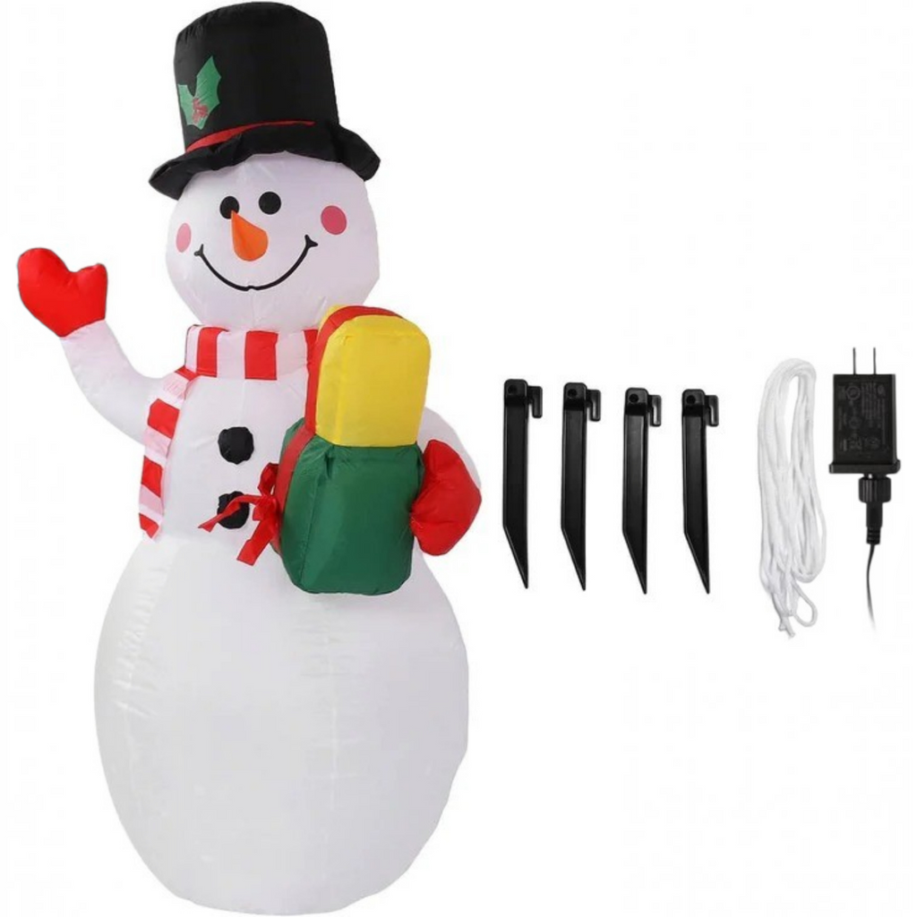 5 ft Inflatable Snowman with Rotating LED Lights – Outdoor Christmas Yard Decoration