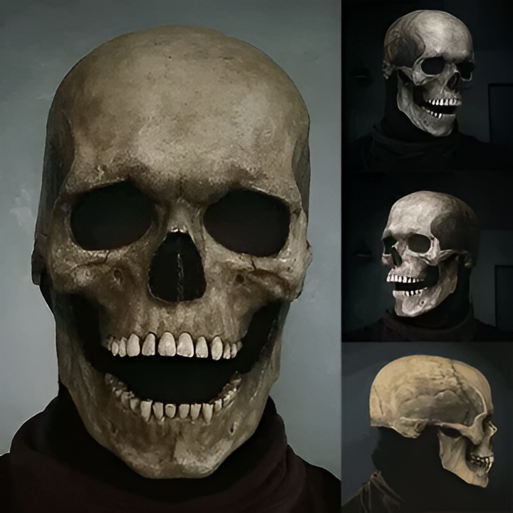 Full-Head Skull Costume Mask with Moving Jaw