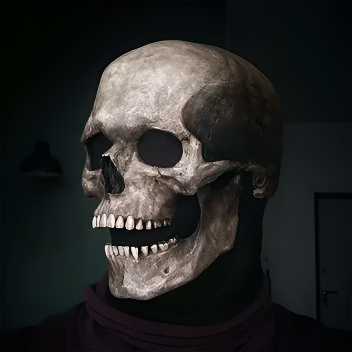 Full-Head Skull Costume Mask with Moving Jaw