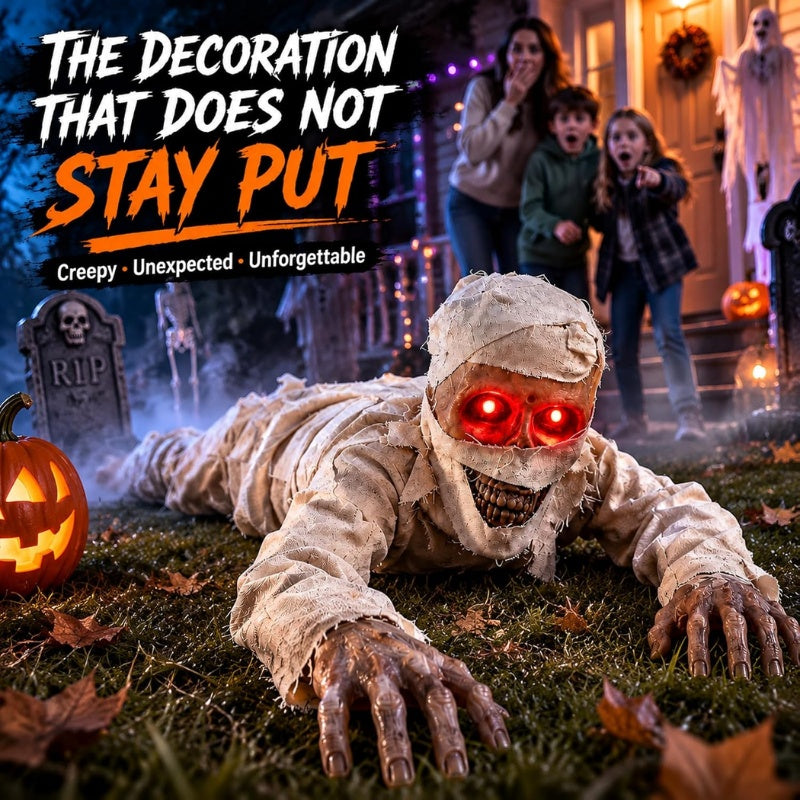 42-Inch Sound-Activated Crawling Mummy Decoration