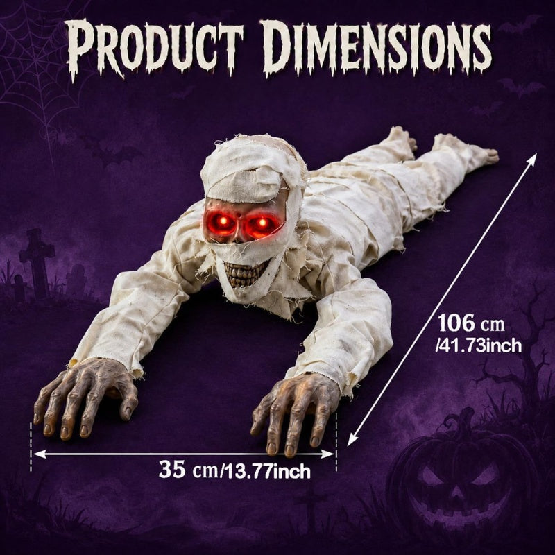 42-Inch Sound-Activated Crawling Mummy Decoration