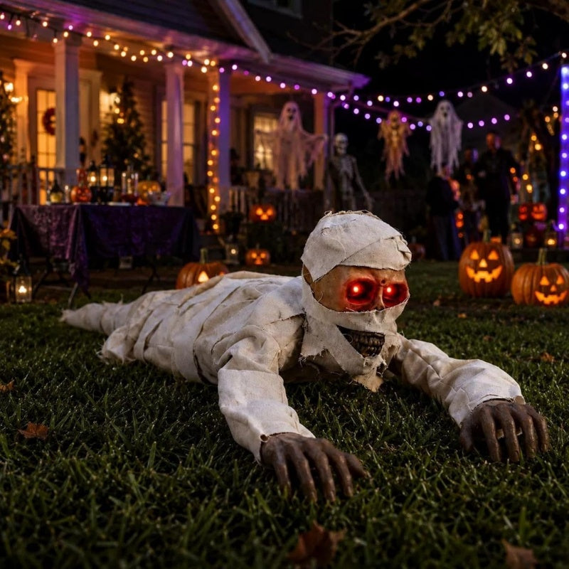 42-Inch Sound-Activated Crawling Mummy Decoration