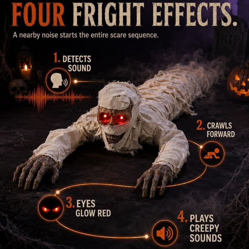 42-Inch Sound-Activated Crawling Mummy Decoration