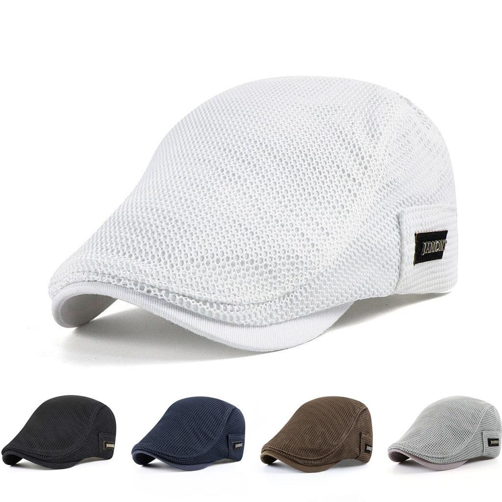 Men's Breathable Mesh Flat Cap - Adjustable Lightweight Casual Hat