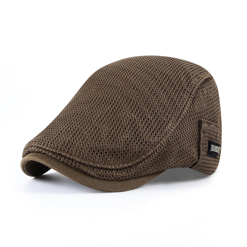 Men's Breathable Mesh Flat Cap - Adjustable Lightweight Casual Hat